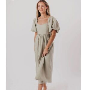 Hamilton Midi Dress in Olive-Worth Collective